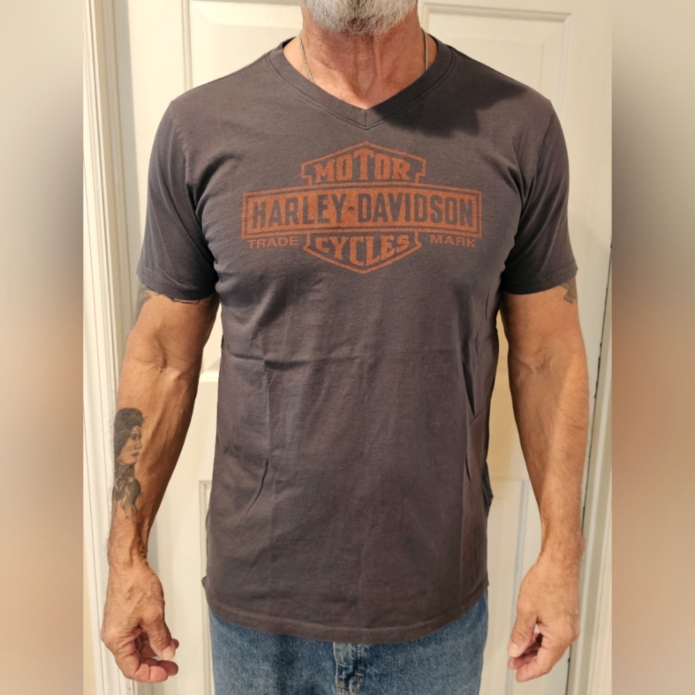 Harley-Davidson Men's Gray V-Neck Logo T-Shirt